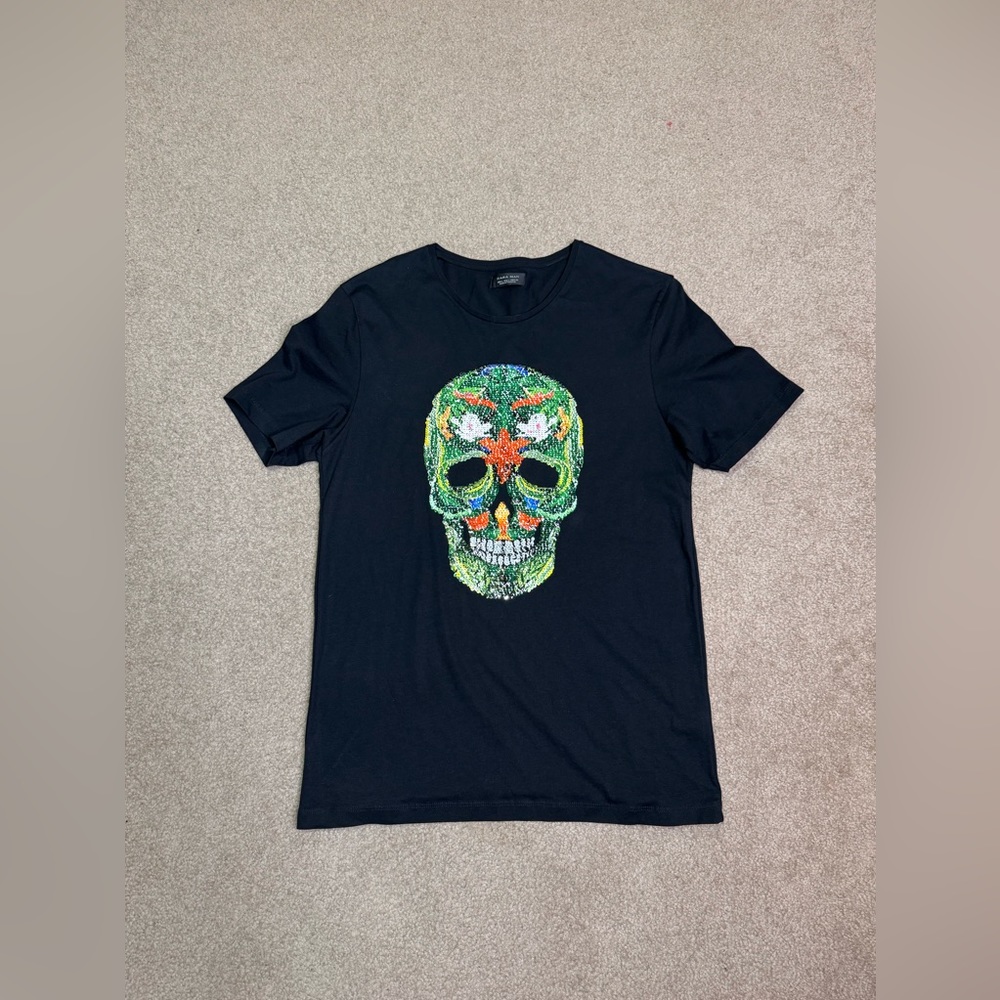 Zara Man Skull Sequin T-Shirt